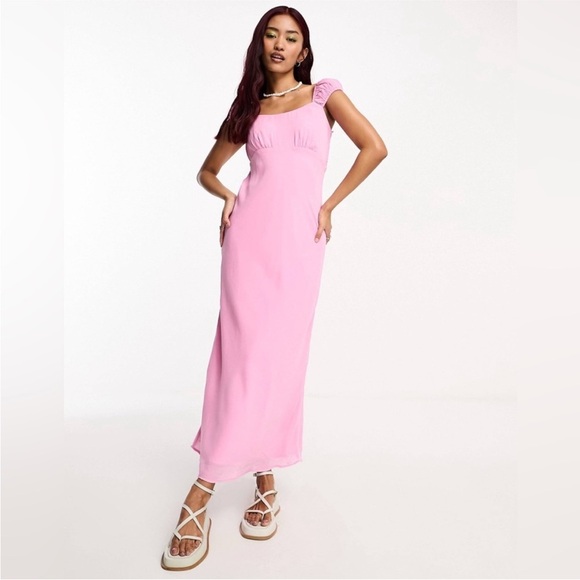 NWT Abercrombie and fitch slip midi dress S pink - Picture 1 of 13